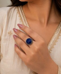 Adjustable Round Ring Oxidized Silver Adjustable Ring for Women