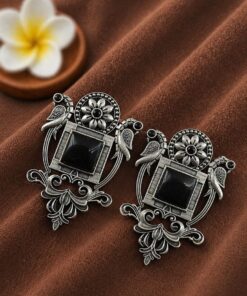 Silver Peacock Earring Elegant Design for Festive and Party Wear - Image 2