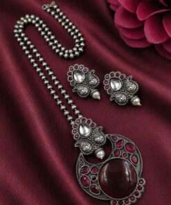 Designer Leaf Oxidized Necklace Set Traditional Jewelry for Beautiful Look - Image 5
