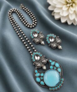 Designer Leaf Oxidized Necklace Set Traditional Jewelry for Beautiful Look - Image 4