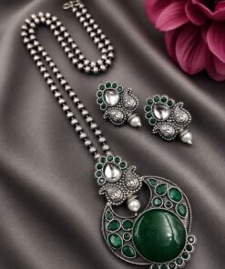 Designer Leaf Oxidized Necklace Set Traditional Jewelry for Beautiful Look - Image 3