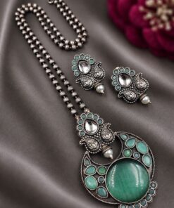 Alternative view of Designer Leaf Oxidized Necklace Set Traditional Jewelry for Beautiful Look