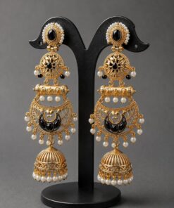 Gold Plated Floral Jhumka Earring Gorgeous Premium Jewelry for Pearl Work Detailing - Image 5