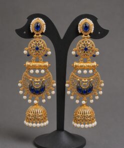 Gold Plated Floral Jhumka Earring Gorgeous Premium Jewelry for Pearl Work Detailing - Image 7