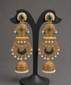 Gold Plated Floral Jhumka Earring Gorgeous Premium Jewelry for Pearl Work Detailing - Image 8
