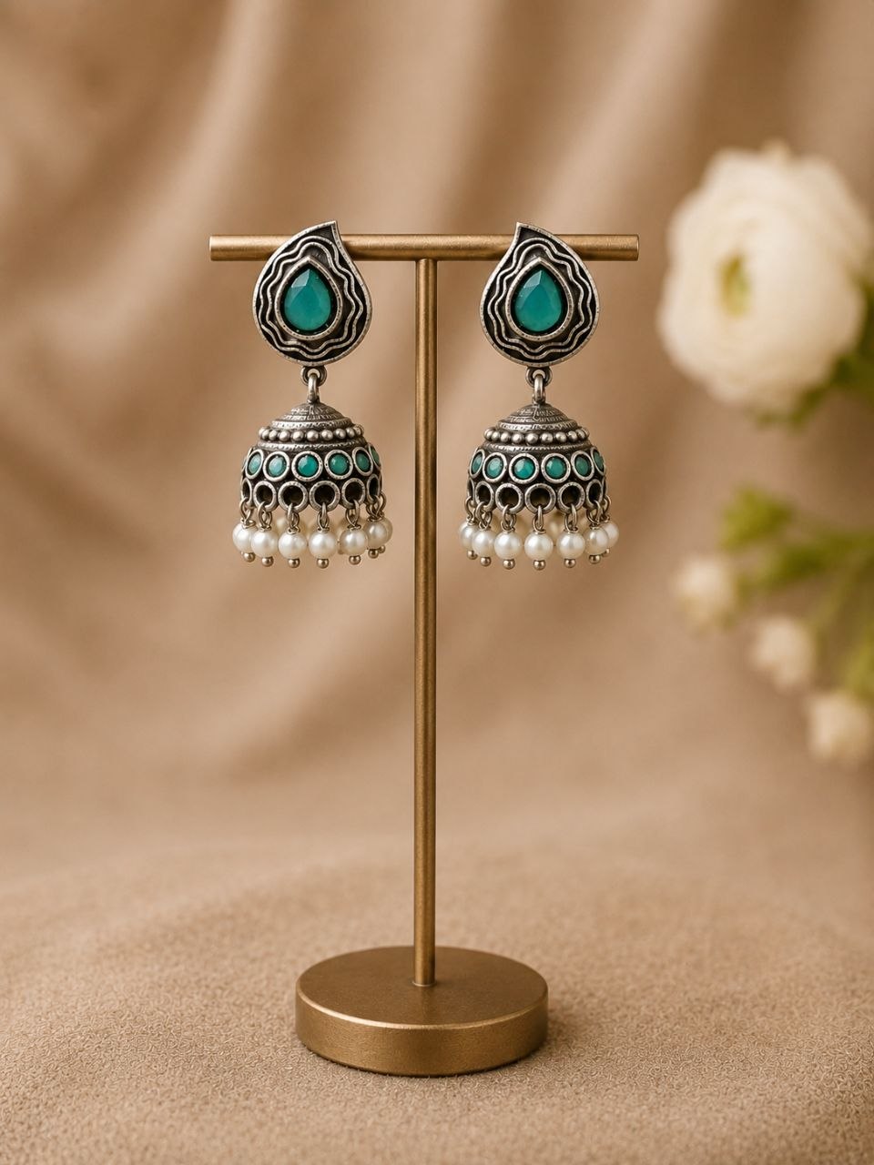 Silver Jhumka Earring Traditional Design for Elegant Style