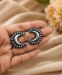 Oxidized Half Moon Earring Crescent Design for Traditional Wear - Image 3