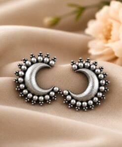 Oxidized Half Moon Earring Crescent Design for Traditional Wear - Image 2