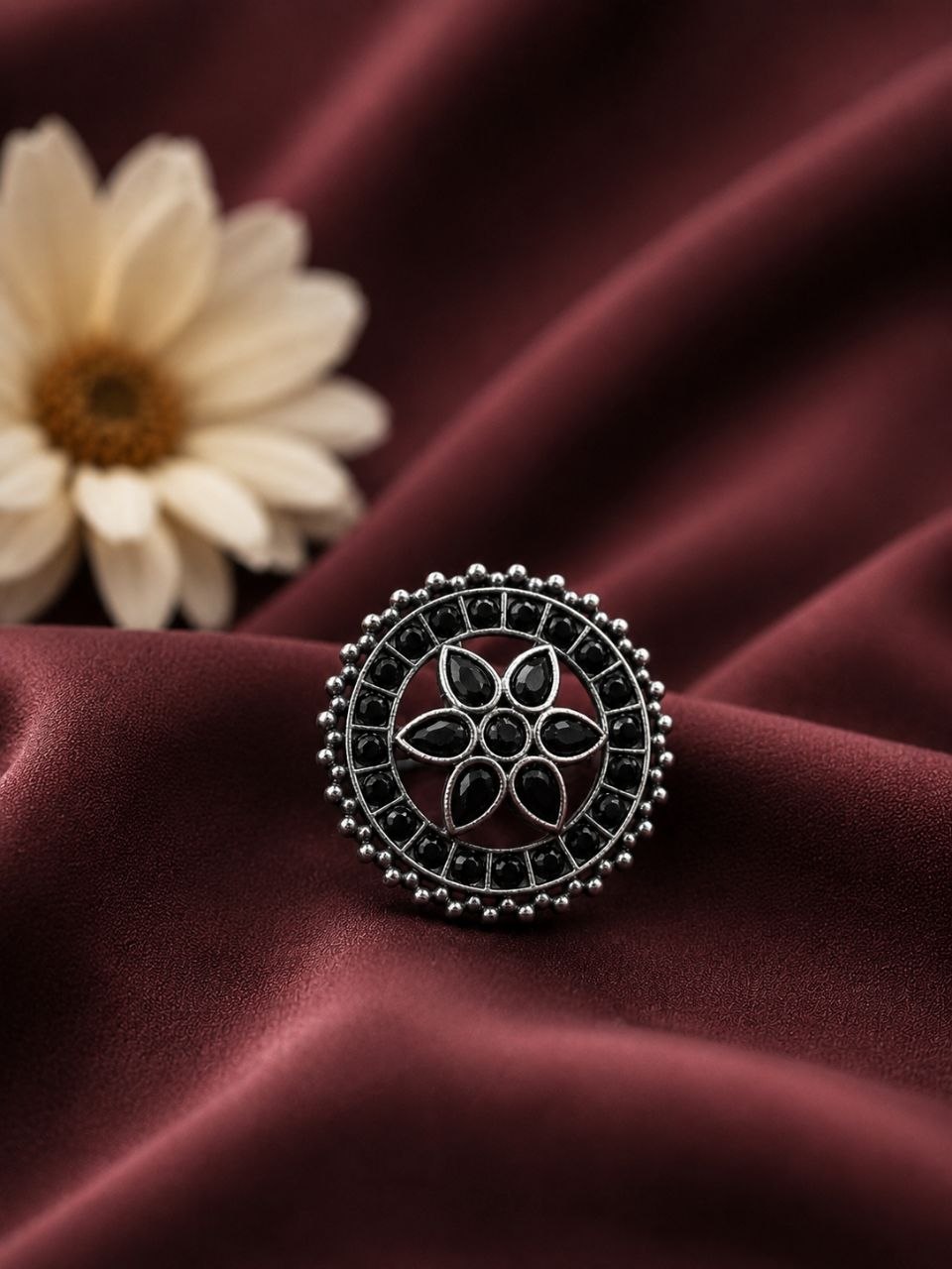 Oxidized Floral Ring Vintage Design for Ethnic & Everyday Wear - Image 3