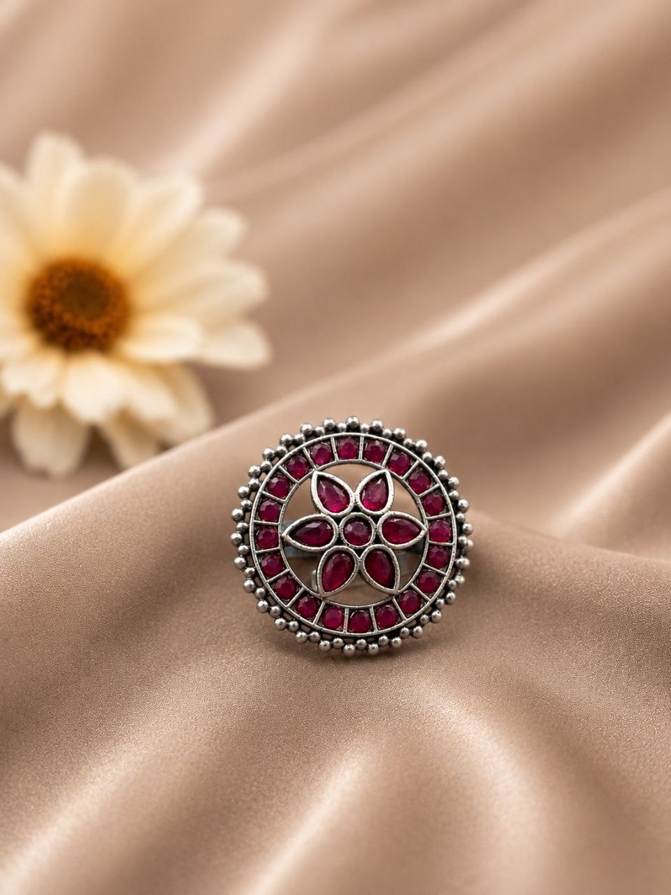 Oxidized Floral Ring Vintage Design for Ethnic & Everyday Wear - Image 2