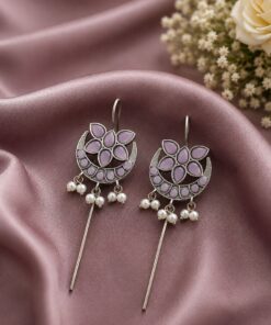 Silver Floral Earcuff Inspired Ear Jewelry for Party & Festive Wear - Image 7