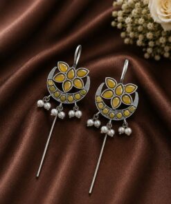 Silver Floral Earcuff Inspired Ear Jewelry for Party & Festive Wear - Image 2