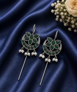 Silver Floral Earcuff Inspired Ear Jewelry for Party & Festive Wear - Image 3