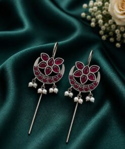 Silver Floral Earcuff Inspired Ear Jewelry for Party & Festive Wear - Image 4