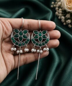 Silver Floral Earcuff Inspired Ear Jewelry for Party & Festive Wear - Image 5