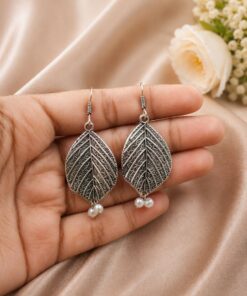 Leaf Hook Earring Nature-Inspired Jewelry for Party & Traditional Wear - Image 3