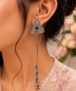 Silver Floral Kashmiri Earring Traditional Jewelry for Weddings, Festivals & Ethnic Wear