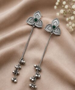 Silver Floral Kashmiri Earring Traditional Jewelry for Weddings, Festivals & Ethnic Wear - Image 8