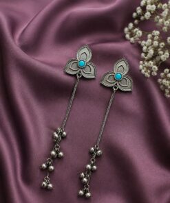 Silver Floral Kashmiri Earring Traditional Jewelry for Weddings, Festivals & Ethnic Wear - Image 6