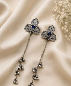 Silver Floral Kashmiri Earring Traditional Jewelry for Weddings, Festivals & Ethnic Wear - Image 5
