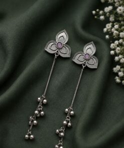 Silver Floral Kashmiri Earring Traditional Jewelry for Weddings, Festivals & Ethnic Wear - Image 4
