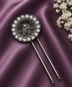 Floral Silver Hair Accessories Traditional Hair Jewelry for Weddings, Festivals & Party Look - Image 4