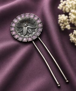 Floral Silver Hair Accessories Traditional Hair Jewelry for Weddings, Festivals & Party Look - Image 3