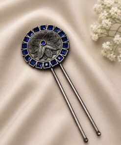 Alternative view of Floral Silver Hair Accessories Traditional Hair Jewelry for Weddings, Festivals & Party Look