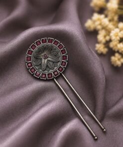 Floral Silver Hair Accessories Traditional Hair Jewelry for Weddings, Festivals & Party Look - Image 8