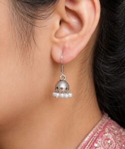 Oxidized Jhumki Earring LightWeight Jewelry for Pearl Work Detailing
