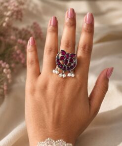 Silver Floral Ring Vintage Jewelry for Party & Festive Wear - Image 6