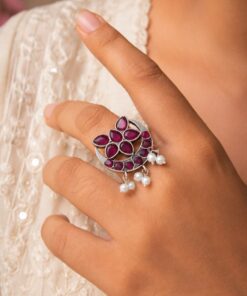 Silver Floral Ring Vintage Jewelry for Party & Festive Wear