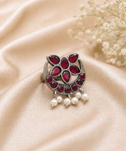Silver Floral Ring Vintage Jewelry for Party & Festive Wear - Image 10
