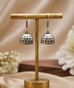 Silver Jhumki Earring Traditional Oxidised Ethnic Jewelry for Women - Image 2