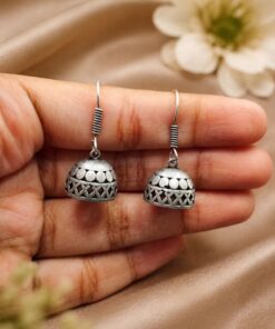 Silver Jhumki Earring Traditional Oxidised Ethnic Jewelry for Women - Image 3