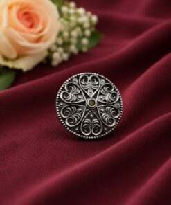 Silver Floral Ring Oxidised Adjustable Ring for Special Occasion - Image 10