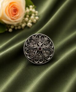 Silver Floral Ring Oxidised Adjustable Ring for Special Occasion - Image 8