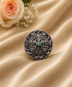 Silver Floral Ring Oxidised Adjustable Ring for Special Occasion - Image 7