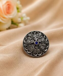 Alternative view of Silver Floral Ring Oxidised Adjustable Ring for Special Occasion