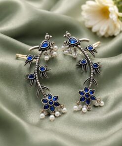 Silver Bird Earcuff Elegant Oxidised for Traditional Wear - Image 2
