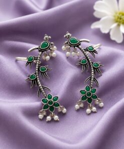 Silver Bird Earcuff Elegant Oxidised for Traditional Wear - Image 3