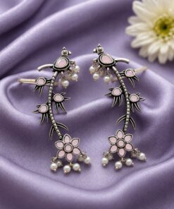 Silver Bird Earcuff Elegant Oxidised for Traditional Wear - Image 4