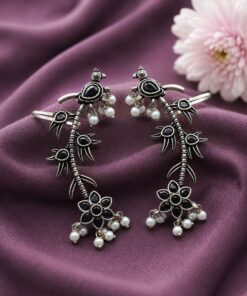 Silver Bird Earcuff Elegant Oxidised for Traditional Wear - Image 5