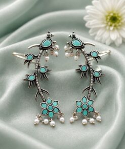 Silver Bird Earcuff Elegant Oxidised for Traditional Wear - Image 9