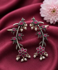 Silver Bird Earcuff Elegant Oxidised for Traditional Wear - Image 8