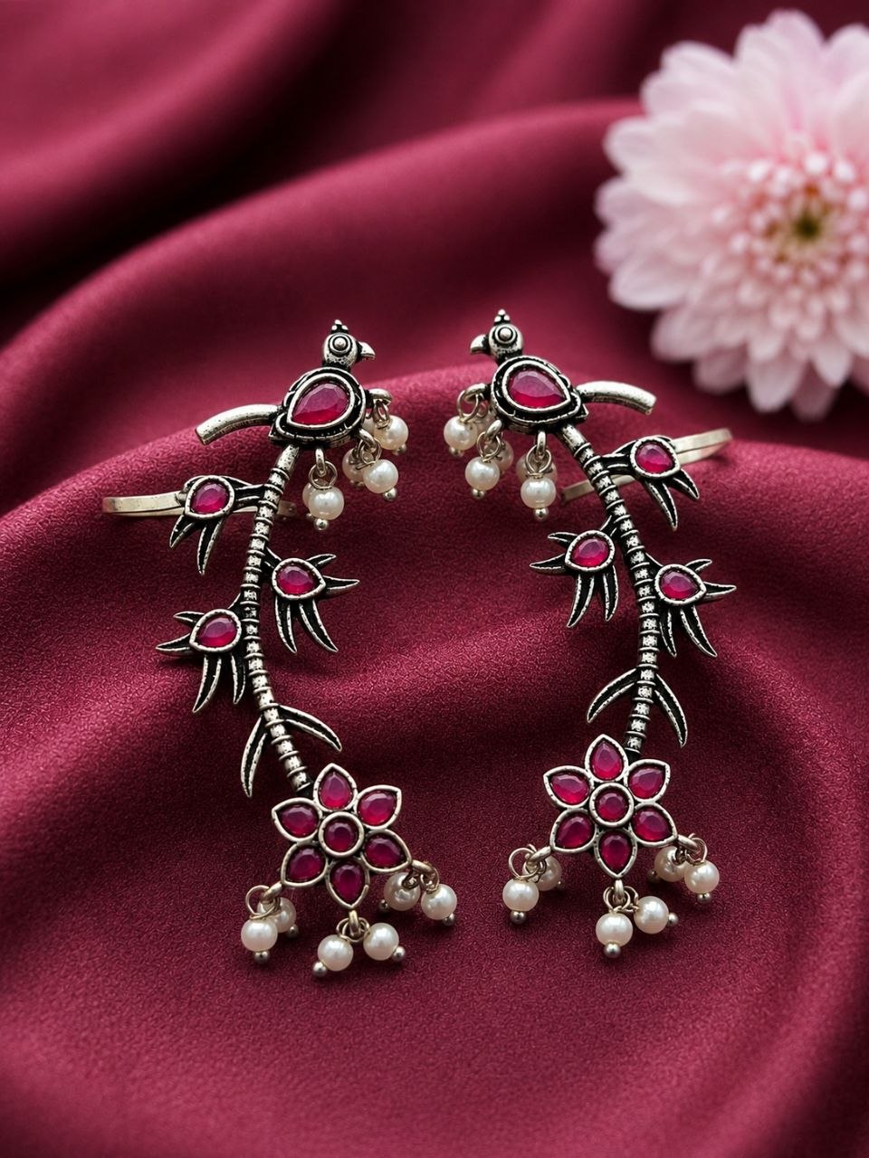 Silver Bird Earcuff Elegant Oxidised for Traditional Wear - Image 8