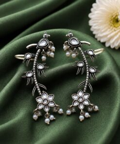 Silver Bird Earcuff Elegant Oxidised for Traditional Wear - Image 7