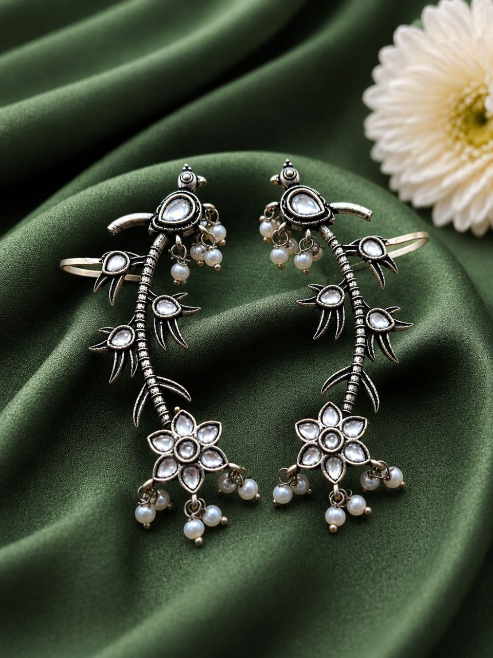 Silver Bird Earcuff Elegant Oxidised for Traditional Wear - Image 7