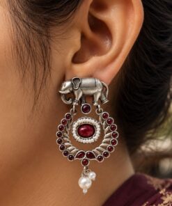 Traditional Elephant Earring Ethnic Design for Stone & Pearl Work - Image 6