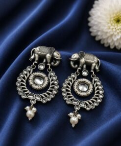 Traditional Elephant Earring Ethnic Design for Stone & Pearl Work - Image 8